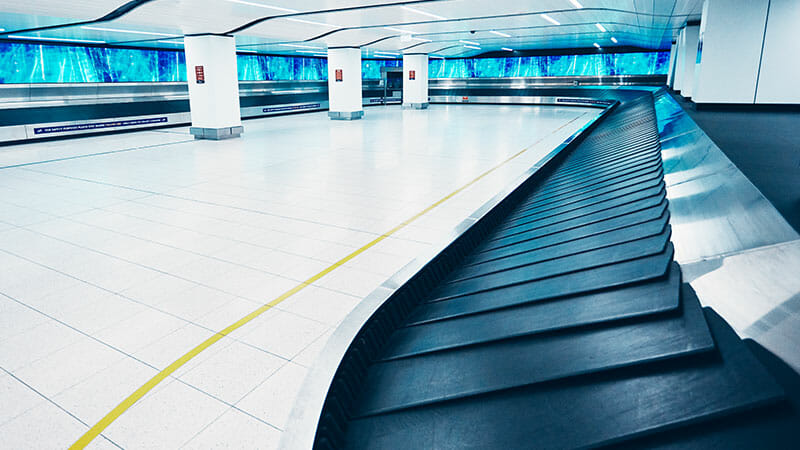 Baggage handling carousel at the airport